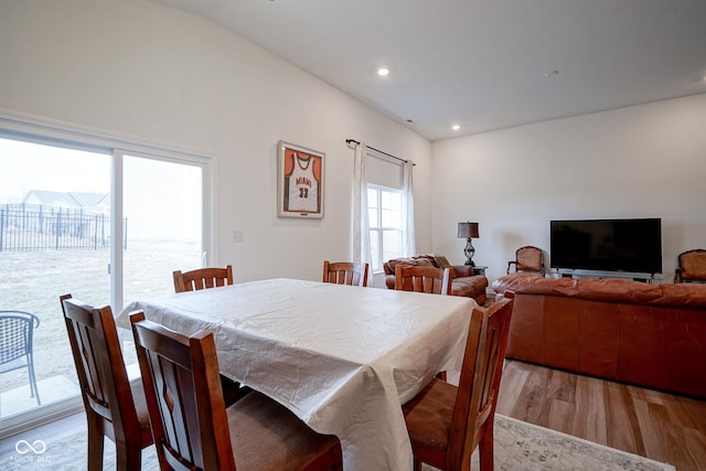 6608 W Shoreline Ct, Greenfield, IN 46140 - dining room with light wood-type flooring and recessed lighting