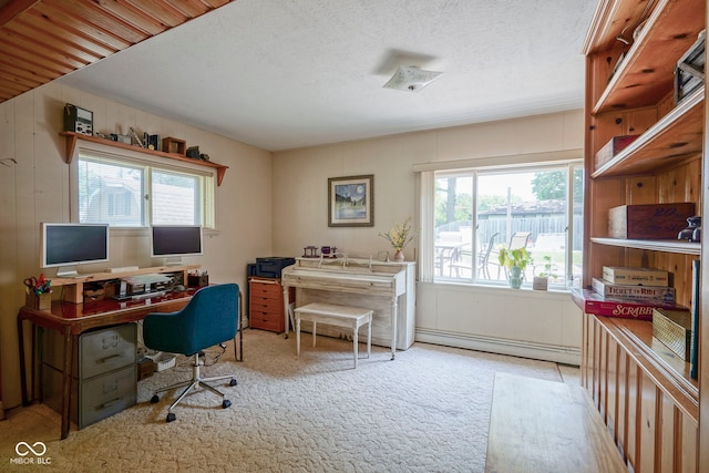 1524 Northcrest Dr, Anderson, IN 46012 - office area with a baseboard heating unit, healthy amount of natural light, and carpet flooring