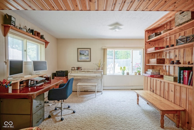 1524 Northcrest Dr, Anderson, IN 46012 - carpeted office featuring a baseboard radiator