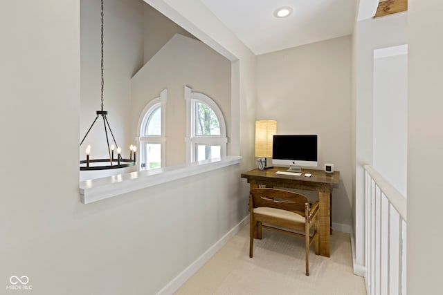 17320 Joliet Rd, Westfield, IN 46074 - carpeted office with recessed lighting and a chandelier