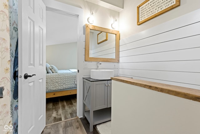 17320 Joliet Rd, Westfield, IN 46074 - bathroom featuring vanity, wood finished floors, and ensuite bathroom