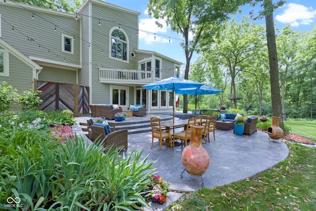 17320 Joliet Rd, Westfield, IN 46074 - rear view of house featuring an outdoor living space, a patio, and a balcony