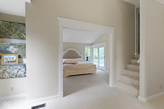 17320 Joliet Rd, Westfield, IN 46074 - bedroom with carpet, access to outside, and lofted ceiling