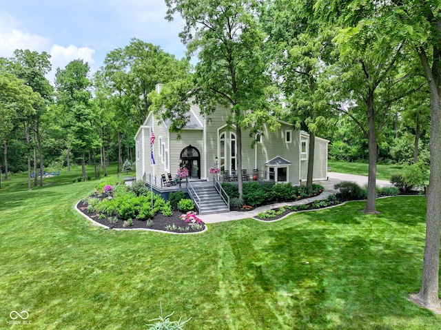17320 Joliet Rd, Westfield, IN 46074 - view of front of home featuring a front lawn, stairs, a porch, and view of scattered trees