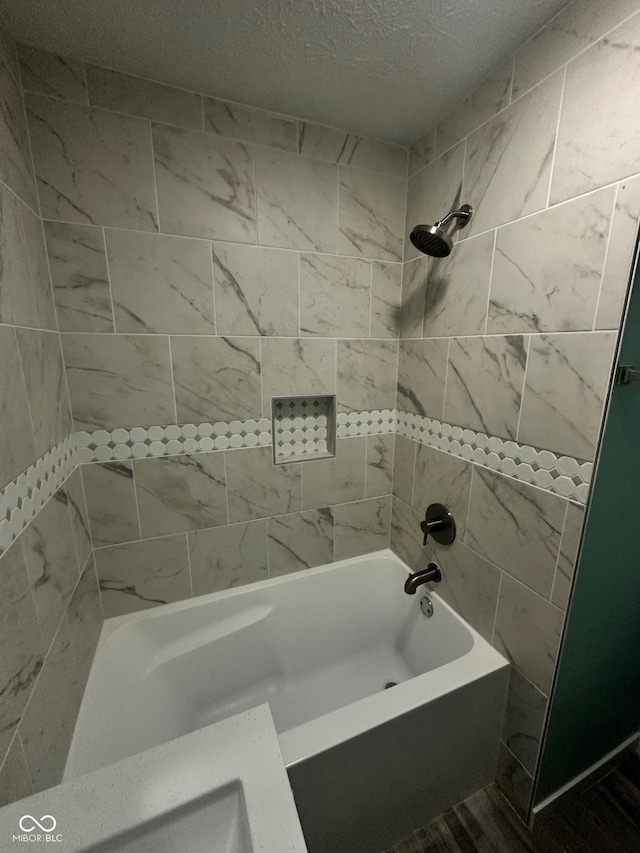 4715 Normal Ave, Indianapolis, IN 46226 - bathroom featuring shower / bath combination and a textured ceiling