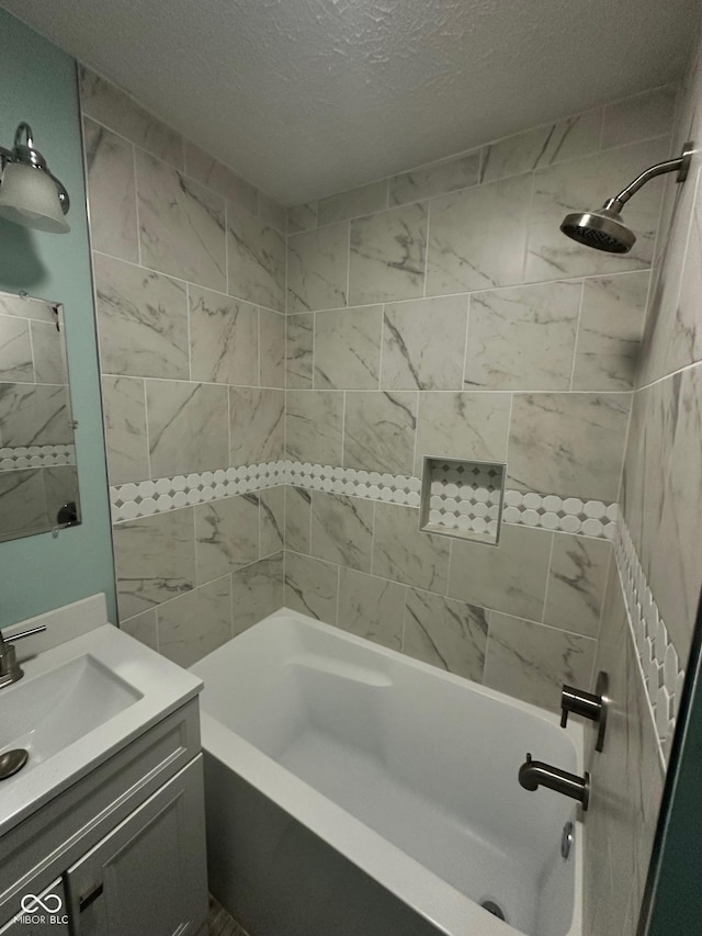 4715 Normal Ave, Indianapolis, IN 46226 - bathroom featuring vanity, bathtub / shower combination, and a textured ceiling