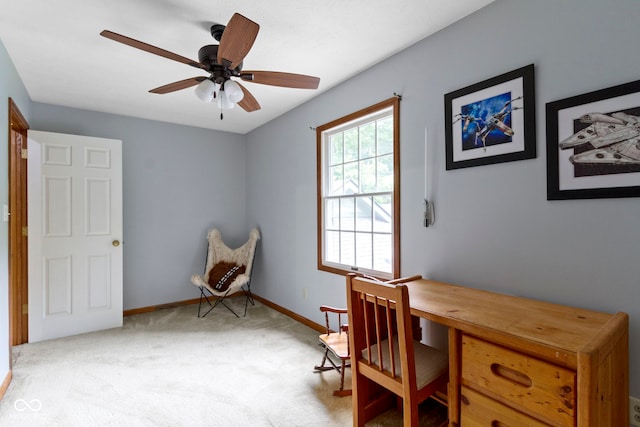 10808 Greenbriar Dr, Fishers, IN 46037 - carpeted office with baseboards and a ceiling fan