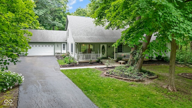 10808 Greenbriar Dr, Fishers, IN 46037 - view of front facade with a shingled roof, a porch, driveway, an attached garage, and a front yard