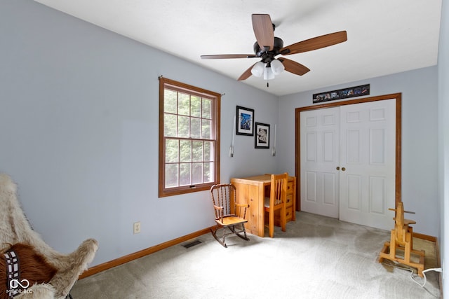 10808 Greenbriar Dr, Fishers, IN 46037 - living area with carpet flooring and a ceiling fan