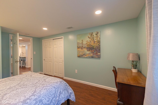 5609 Meadowood Dr, Indianapolis, IN 46224 - bedroom with wood finished floors, recessed lighting, and a closet