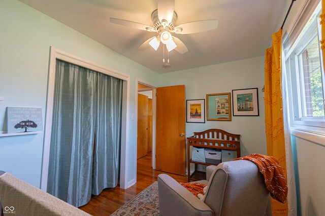 5609 Meadowood Dr, Indianapolis, IN 46224 - office featuring wood finished floors and ceiling fan