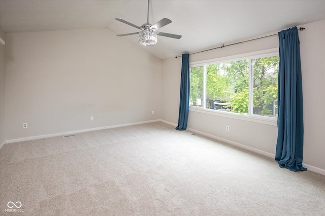14492 Cotswold Ln, Carmel, IN 46033 - unfurnished room with carpet floors, ceiling fan, and vaulted ceiling
