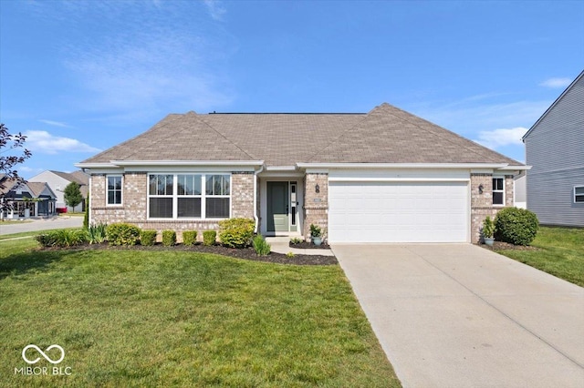 4420 Wild Turkey Dr, Indianapolis, IN 46239 - single story home with brick siding, a garage, a front lawn, and concrete driveway