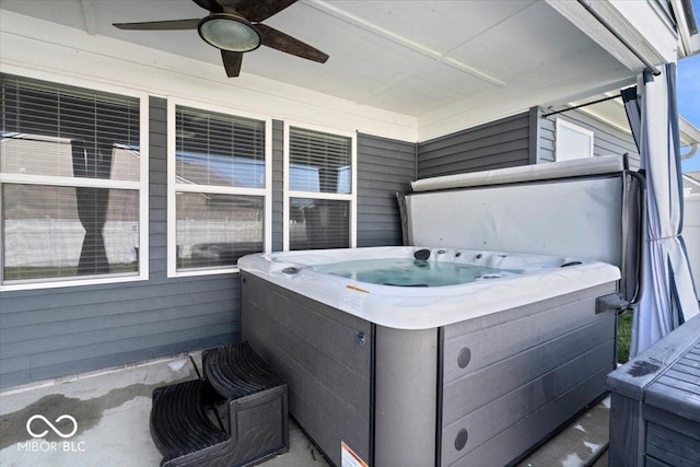 4420 Wild Turkey Dr, Indianapolis, IN 46239 - view of patio / terrace featuring a hot tub and ceiling fan