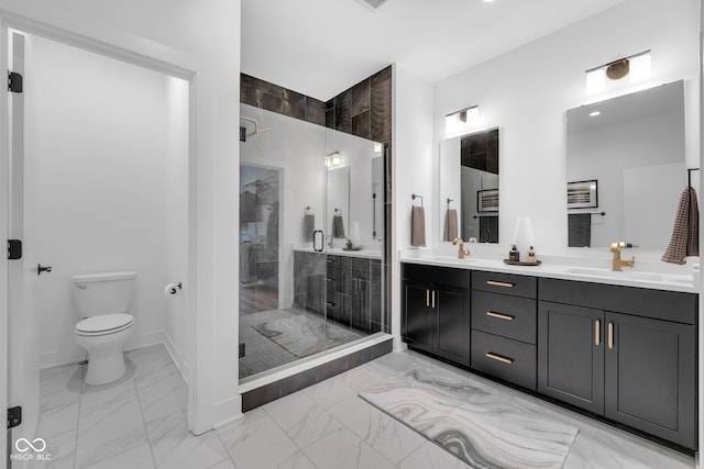 1834 Rosette Way, Indianapolis, IN 46202 - full bathroom with marble finish floors, double vanity, and a stall shower