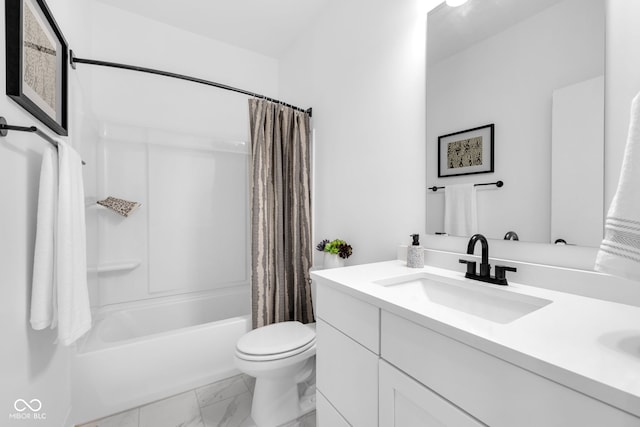 1834 Rosette Way, Indianapolis, IN 46202 - full bathroom featuring double vanity, shower / bath combo, and marble look tiles