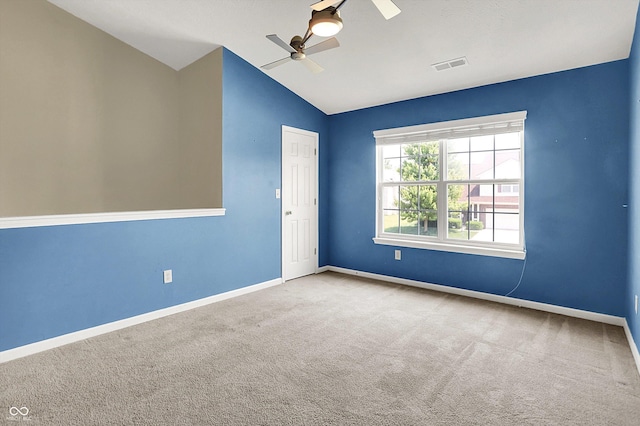 12322 Cool Winds Way W, Fishers, IN 46037 - carpeted empty room featuring lofted ceiling and ceiling fan
