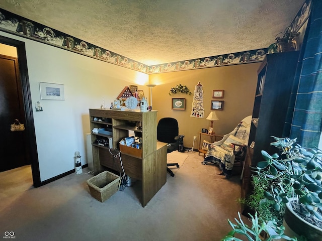 1008 Whispering Trl, Greenfield, IN 46140 - carpeted office space featuring a textured ceiling and baseboards