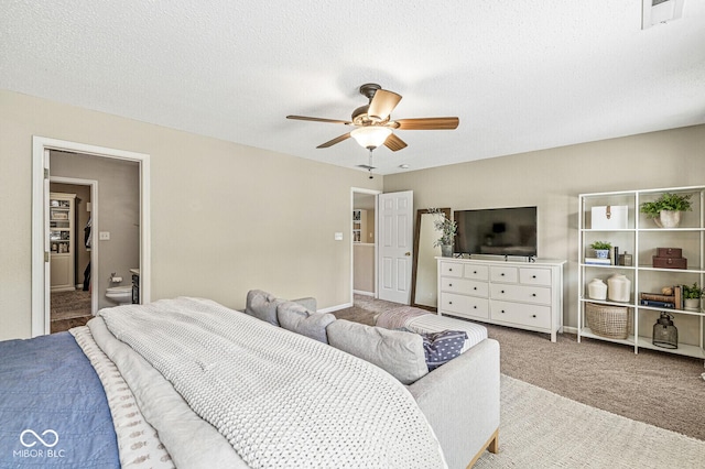12259 Sweet Creek Trl, Fishers, IN 46037 - carpeted bedroom with a ceiling fan and a textured ceiling
