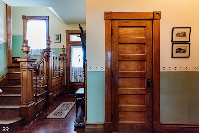 825 E Washington St, Muncie, IN 47305 - staircase with lofted ceiling