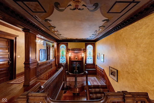 825 E Washington St, Muncie, IN 47305 - hall featuring ornamental molding and wood finished floors