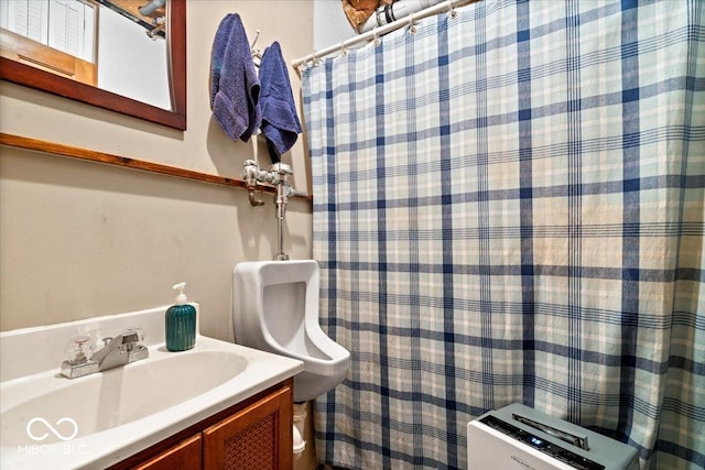 6975 Milhouse Rd, Indianapolis, IN 46221 - bathroom featuring vanity and a shower with curtain