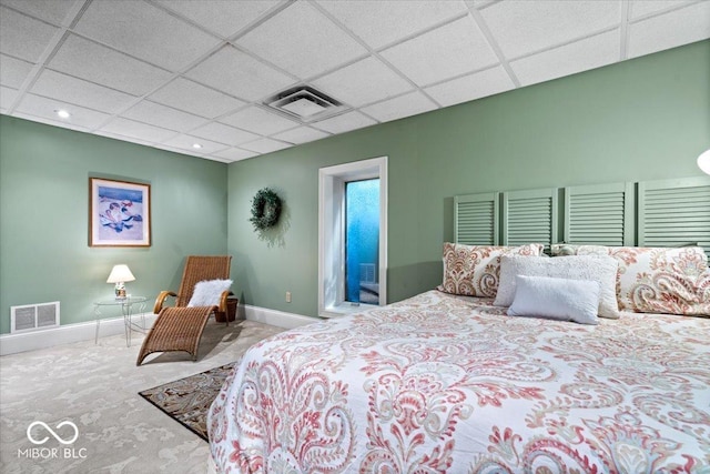 6975 Milhouse Rd, Indianapolis, IN 46221 - carpeted bedroom featuring a paneled ceiling and recessed lighting