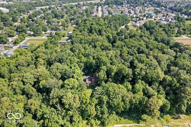 6975 Milhouse Rd, Indianapolis, IN 46221 - aerial view of property and surrounding area with a heavily wooded area