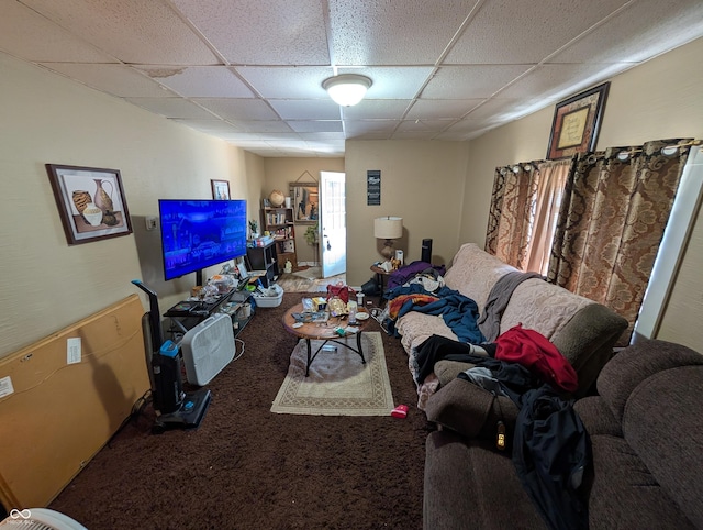 1609 Brown St, Anderson, IN 46016 - carpeted living area with a paneled ceiling