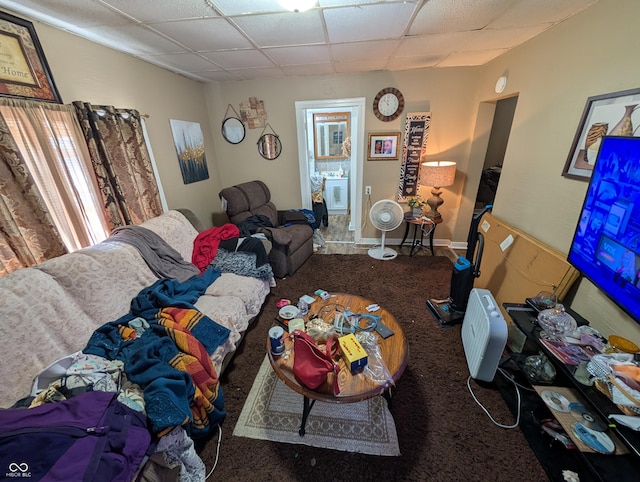 1609 Brown St, Anderson, IN 46016 - carpeted living area with a drop ceiling