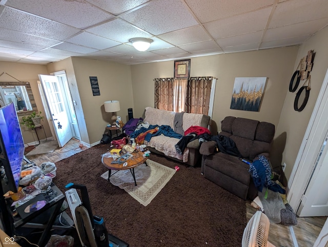 1609 Brown St, Anderson, IN 46016 - living area with a paneled ceiling and carpet floors