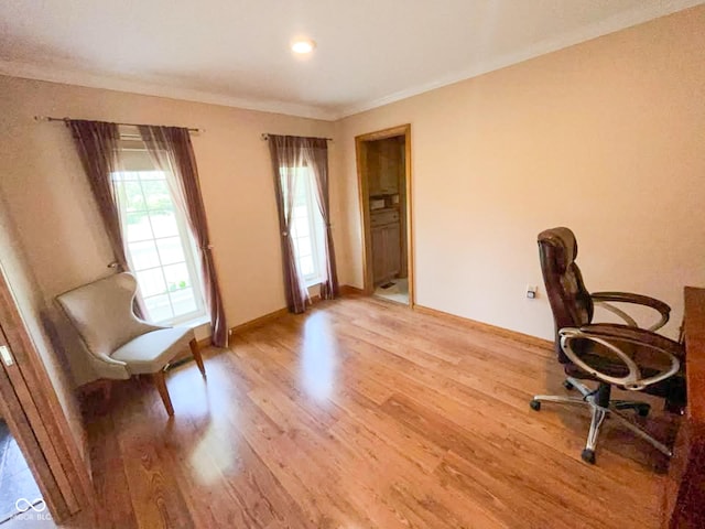 14266 S 125 E, Clinton, IN 47842 - home office featuring light wood-type flooring, ornamental molding, and recessed lighting