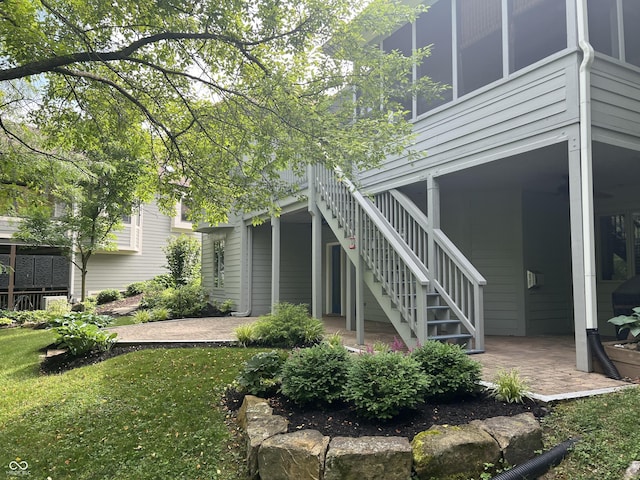 8069 Middle Bay Ln, Indianapolis, IN 46236 - back of property featuring stairs and a lawn
