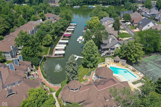 8069 Middle Bay Ln, Indianapolis, IN 46236 - aerial perspective of suburban area featuring a large body of water