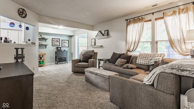 1112 Halifax Ct, Indianapolis, IN 46231 - living room with light carpet, healthy amount of natural light, and a textured ceiling