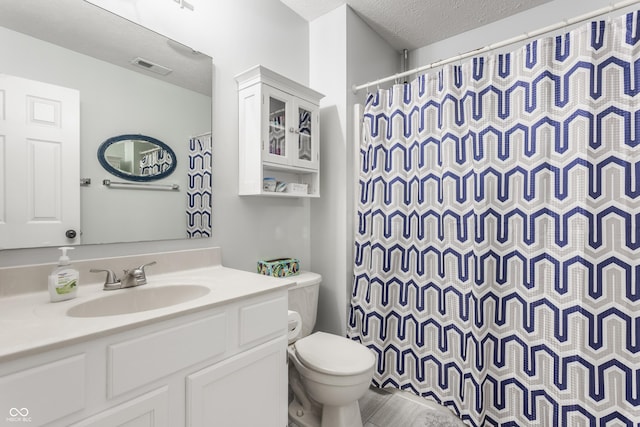 1112 Halifax Ct, Indianapolis, IN 46231 - bathroom featuring vanity, a textured ceiling, and a shower with curtain