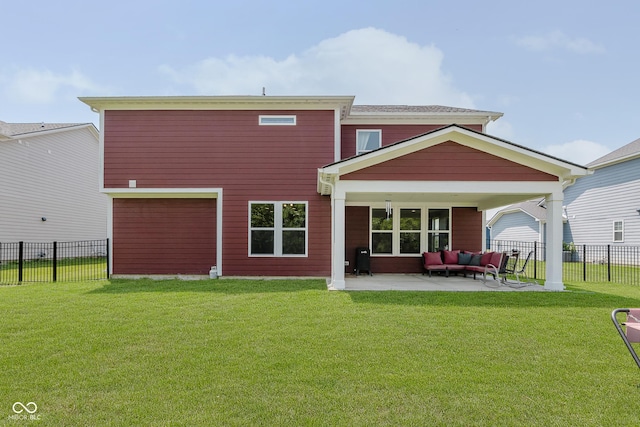 11840 Crossbill Ct, Noblesville, IN 46060 - rear view of house with outdoor lounge area, a patio, and a fenced backyard