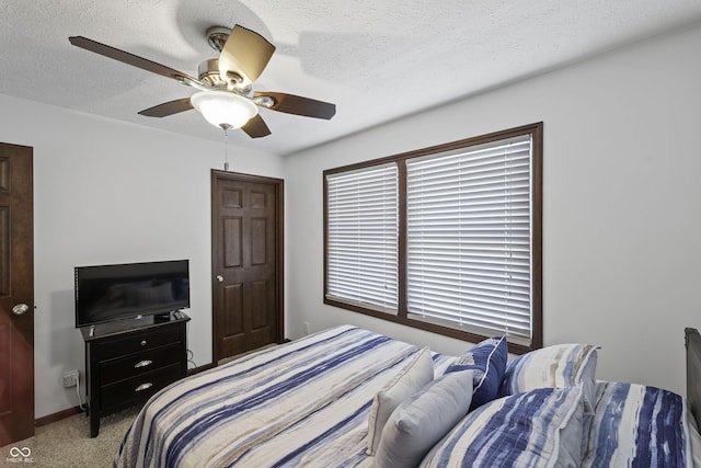 5823 E Sheridan Rd, Monticello, IN 47960 - bedroom with carpet flooring, ceiling fan, and a textured ceiling