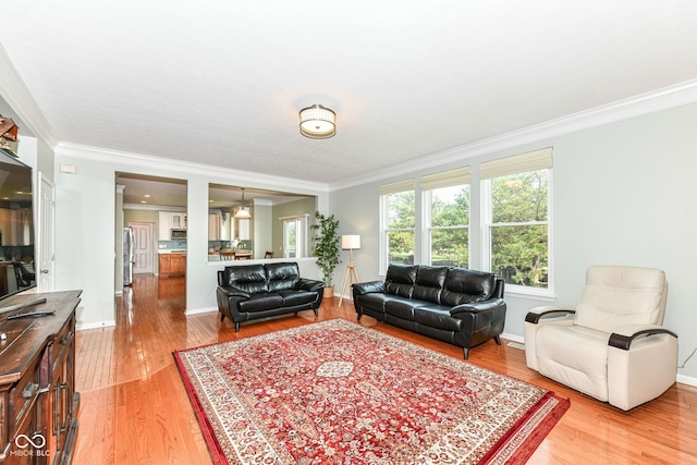 14109 Secretariat Ct, Carmel, IN 46074 - living room featuring ornamental molding and light wood-style flooring