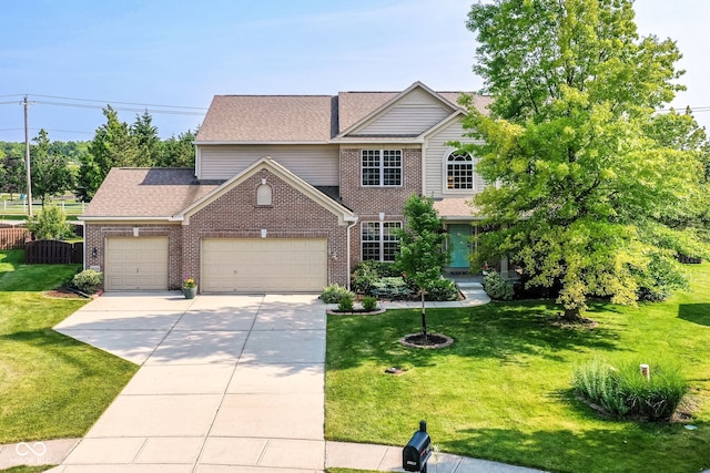 14109 Secretariat Ct, Carmel, IN 46074 - view of front facade featuring brick siding, a garage, concrete driveway, and a front lawn