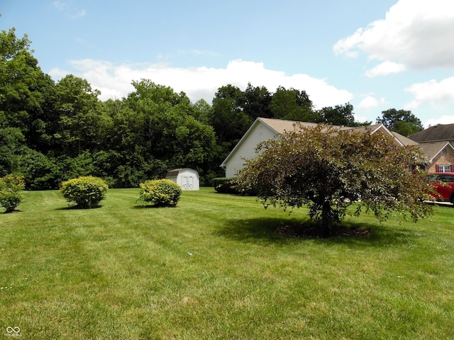413 Blue Spring Dr, Indianapolis, IN 46239 - view of grassy yard with a storage shed