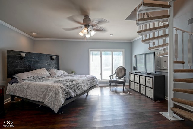 9420 N Kenwood Ave, Indianapolis, IN 46260 - bedroom featuring ornamental molding, wood finished floors, recessed lighting, and ceiling fan