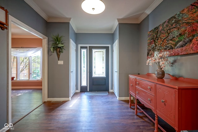 9420 N Kenwood Ave, Indianapolis, IN 46260 - foyer entrance featuring dark wood-style flooring and crown molding