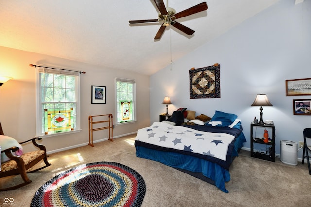 8460 Brittany Ct N, Indianapolis, IN 46236 - carpeted bedroom with lofted ceiling and ceiling fan