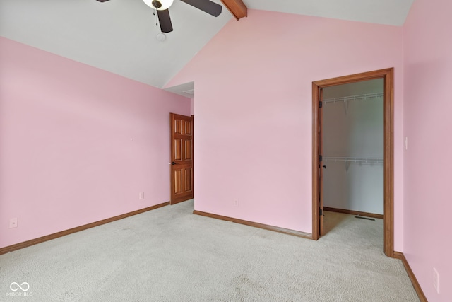 5274 Brooks Bnd, Greenwood, IN 46143 - unfurnished bedroom featuring carpet floors, a spacious closet, a closet, and a ceiling fan