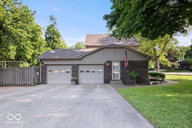 54 Horseshoe Ln, Carmel, IN 46033 - ranch-style home with brick siding, a garage, concrete driveway, and entry steps