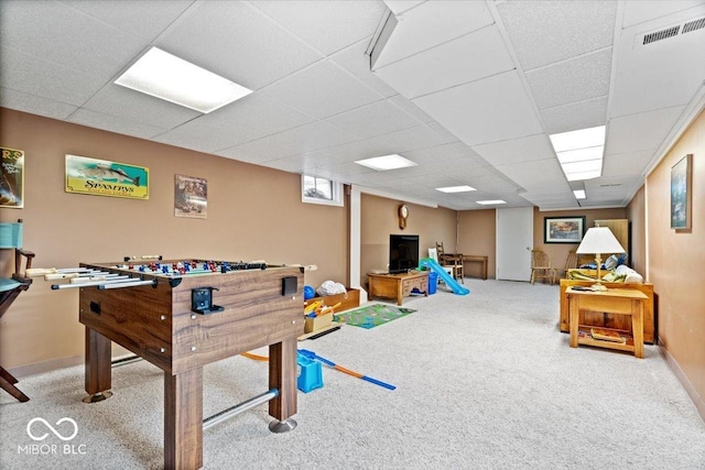 54 Horseshoe Ln, Carmel, IN 46033 - game room with carpet flooring and a paneled ceiling