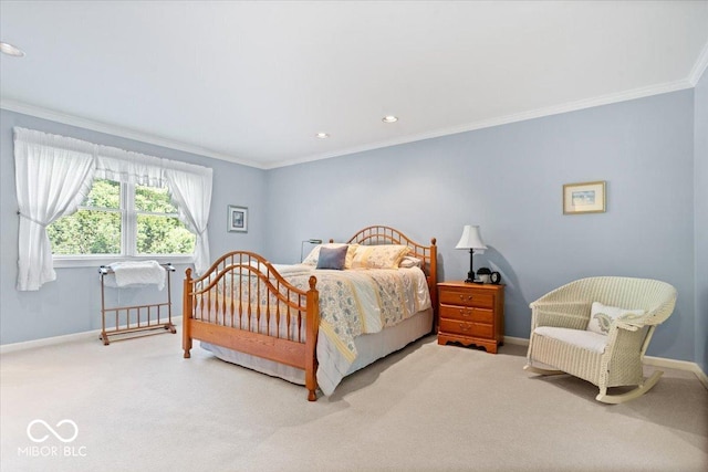 54 Horseshoe Ln, Carmel, IN 46033 - bedroom with ornamental molding, carpet, and recessed lighting