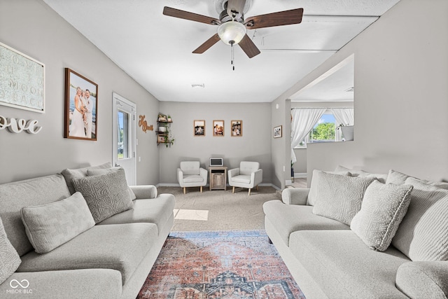 405 W Jacob St, Greencastle, IN 46135 - living area with light colored carpet and ceiling fan