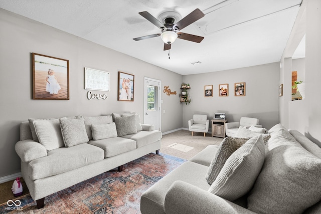 405 W Jacob St, Greencastle, IN 46135 - living room with light carpet and a ceiling fan